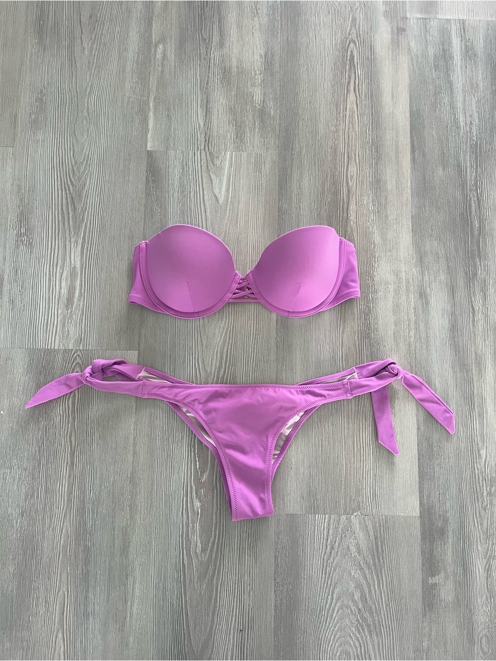 Victorias Secret Orchid Purple Flirt Bandeau Side Tie Itsy Bikini size 34C/Small
